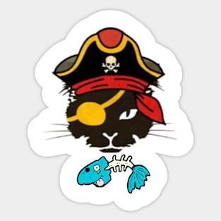 Retro Pirate Cat Kitten Halloween Skull Sticker